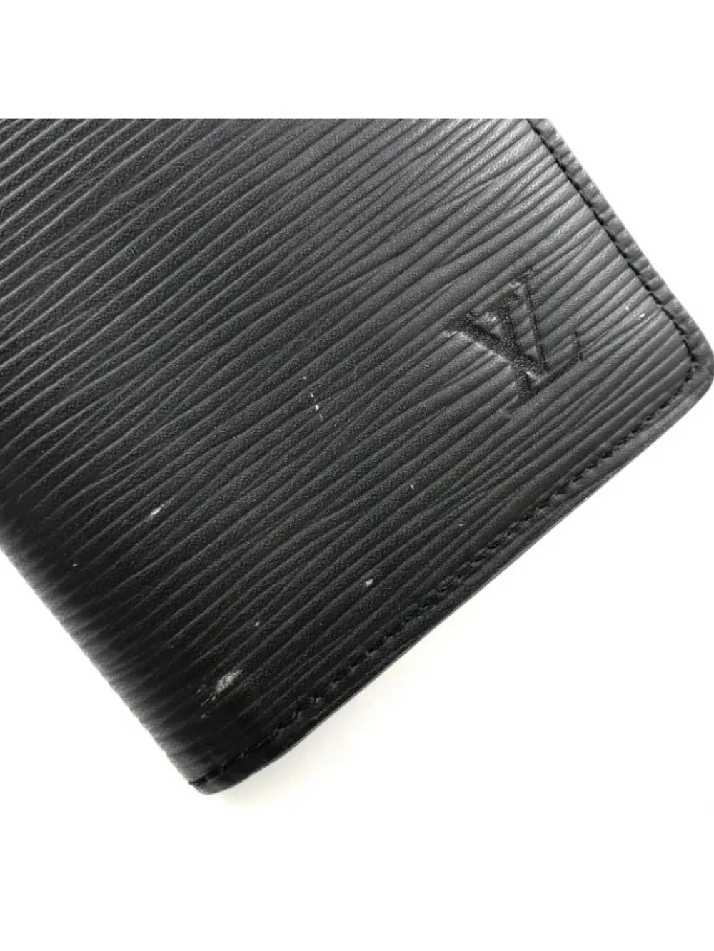 Louis Vuitton Portefeuille Brazza Epi Leather Black Blue Bifold Wallet